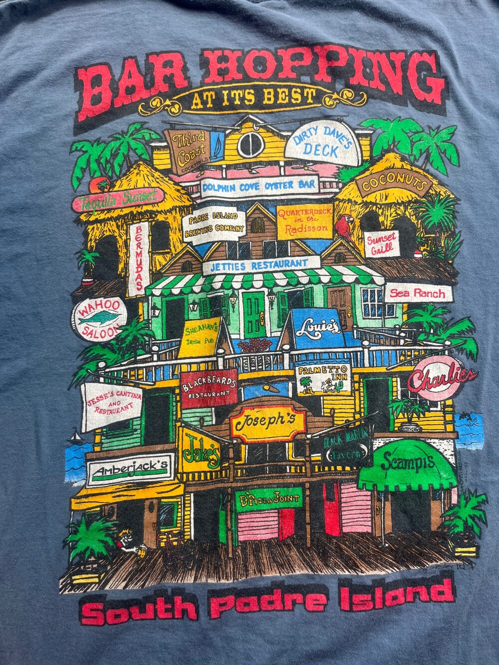 Gildan Heavyweight XL Light Blue Cotton T-Shirt South Padre Island Bar Hopping